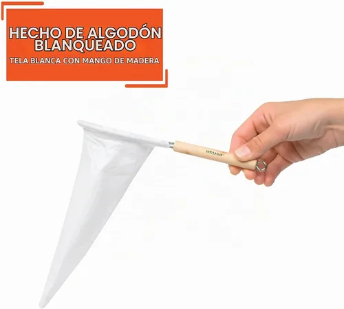 Vista 3 de Imusa USA J100-4-50 Colador de tela de café con mango de madera, blanco, 1 unidad (paquete de 1)