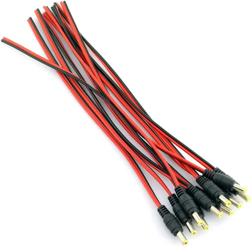 Vista 2 de E-outstanding 10 unids macho enchufe DC Power Pigtail Cable Jack Connector, CCTV cámara de seguridad adaptador enchufe