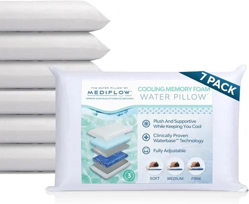 Vista 8 de Mediflow Almohada de agua de espuma viscoelástica de gel refrescante, almohada ajustable para aliviar el dolor de cuello, almohada para dormir