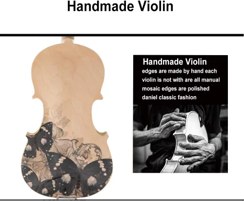 Vista 7 de Aliyes Juego de violín artístico distintivo diseñado para principiantes, estudiantes, adultos con estuche rígido, arco, cuerdas adicionales
