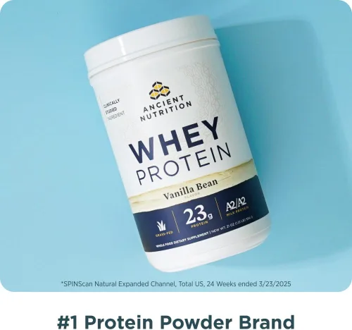 Vista 2 de Ancient Nutrition Proteína de suero alimentada con pasto, Chocolate Maní, 23g de proteína, 18 porciones, Péptidos hidrolizados de colágeno, Proteína