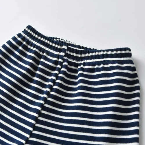 Vista 6 de Rebey Conjunto de sudadera con capucha de manga larga a rayas para bebés y niños pequeños