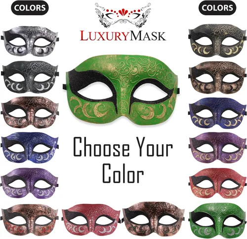 Vista 6 de Máscara de mascarada para hombre, máscara de aspecto antiguo para Halloween, fiesta veneciana, fiesta de máscaras y baile de máscaras