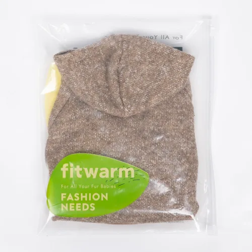 Vista 9 de Fitwarm Suéter de punto con capucha para perro, ropa de invierno para perros pequeños niño niña, suéter con capucha para mascotas ligero, caqui
