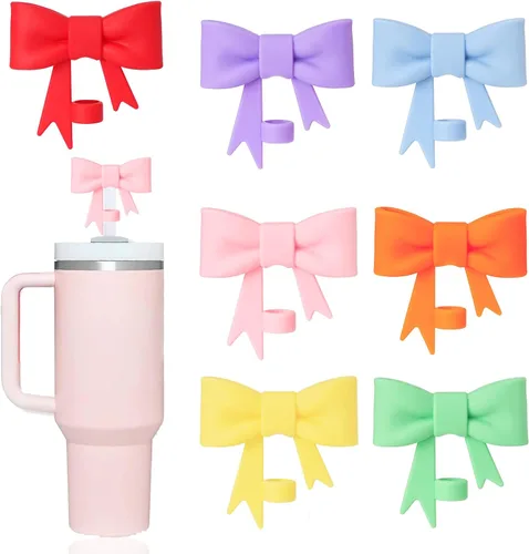 Vista 8 de 2 fundas de popote compatibles con vasos Stanley de 40/30 onzas, protectores reutilizables de silicona para popotes de 0.4 pulgadas/0.394 in