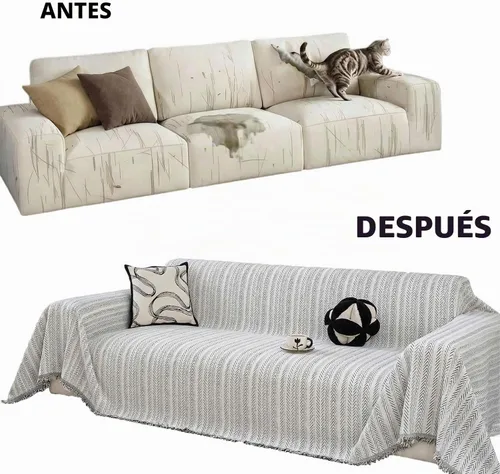 Vista 6 de Funda antideslizante lavable con borlas, color beige