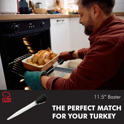 Vista 6 de Chef Craft Baster clásico con tubo transparente, 11.5 pulgadas de largo, negro