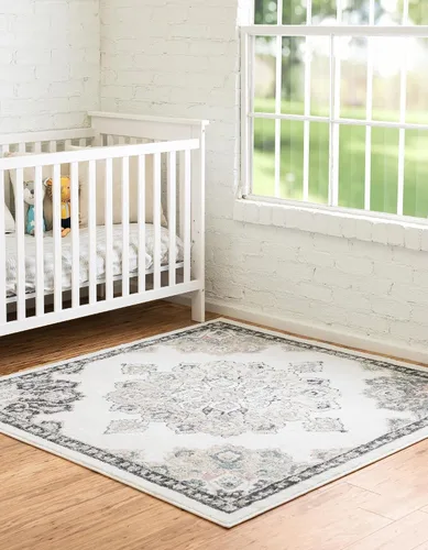 Vista 24 de Unique Loom Parker Collection - Alfombra de área Kokulu (2 x 3 pies, rectangular, aguamarina/beige)