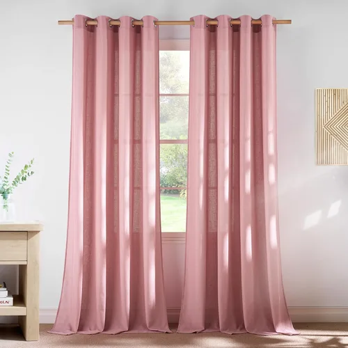Vista 70 de NICETOWN - Cortinas de lino angora para ventana de cocina sobre el fregadero, con ojales, lino grueso angora, tratamientos cortos para ventanas