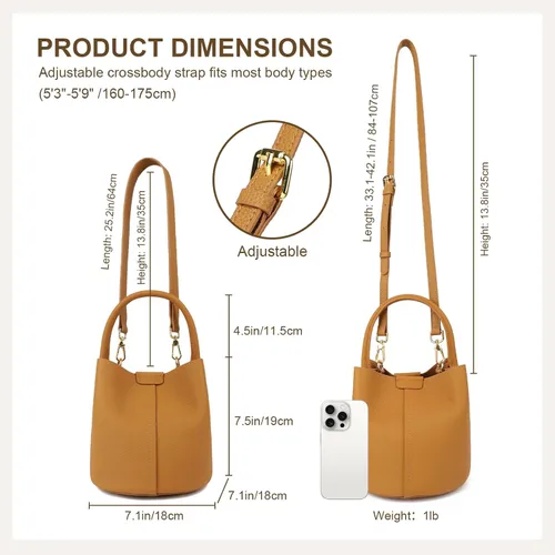 Vista 3 de Bolsos de cubo para mujer, bolsos cruzados de cuero auténtico, carteras con asa superior y correa ajustable