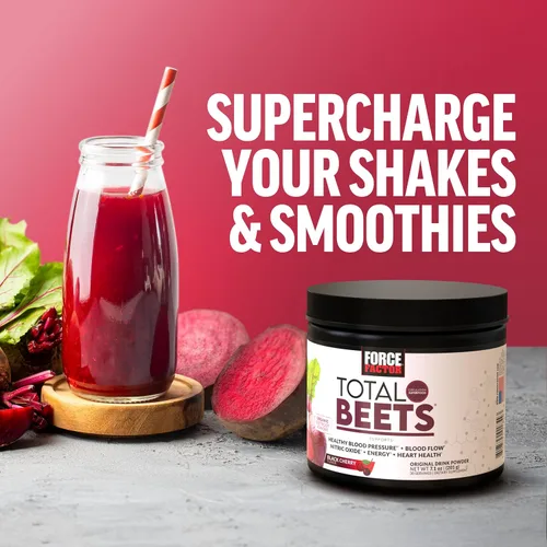 Vista 5 de Force Factor Total Beets - Delicioso superalimento en polvo con nitratos para apoyar un corazón saludable, circulación, flujo sanguíneo, óxido
