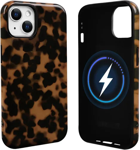 Vista 8 de NITITOP Funda magnética compatible con iPhone 11, compatible con MagSafe lindo diseño estético de leopardo ámbar tortuga para mujeres, hombres