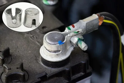 Vista 7 de Juego de 8 piezas de reparación de extremos de cable para postes positivos o negativos, conectores de poste de terminal de batería de automóvil