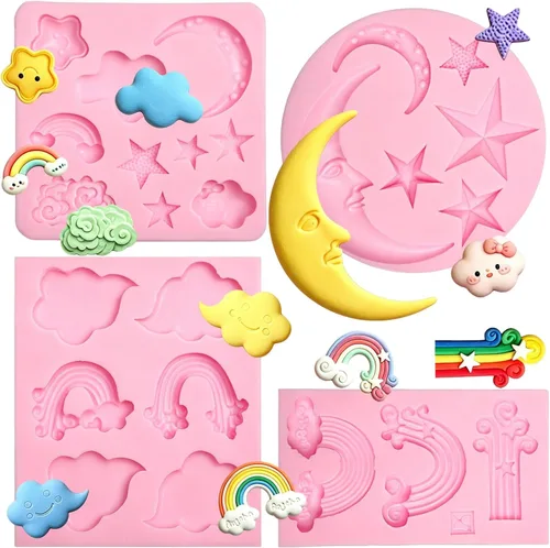 Vista 12 de Molde de silicona con diseño de piruletas de chocolate en forma de nube para decoración de tartas, decoración de cupcakes, pasta de goma de mascar
