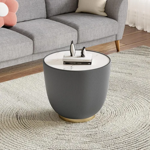 Vista 15 de Mesa de centro moderna, mesa de té central circular de 15.75 pulgadas, mesa de cóctel, mesas de centro redondas cilíndricas para sala de estar