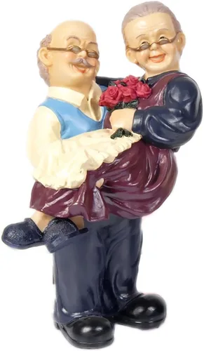 Vista 9 de Abuelos Padres Aniversario Regalo de Boda Resina Amante Pareja Mayor Figuras Vida Vejez Decoración del Hogar Día de la Madre con tarjeta de regalo