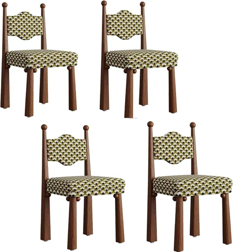 Vista 9 de Wooden Dining Room Chairs, Linen Fabric Dining Chairs Set, Accent Chairs with Backrest, Medieval Armless Makeup Chair, for Kitchens, bedrooms color1