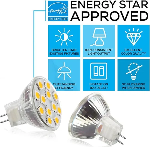 Vista 5 de Bombillas LED MR11, reemplazo halógeno de 12 V 20 W, base de dos pines GU4, 4 piezas de 3000 K y 4 piezas de 4000 K, no regulables