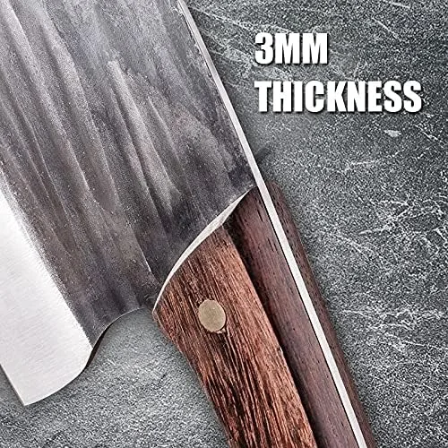 Vista 5 de Cuchillo de carne, 6 pulgadas forjado chino cuchillo de cocina cuchillo de carne 50cr15 acero inoxidable cuchillo de carnicero wengué mango