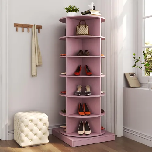 Vista 9 de Estante giratorio para zapatos, zapatero giratorio de 6 niveles, organizador de zapatos giratorio de 360° que puede contener 24 pares de zapatos