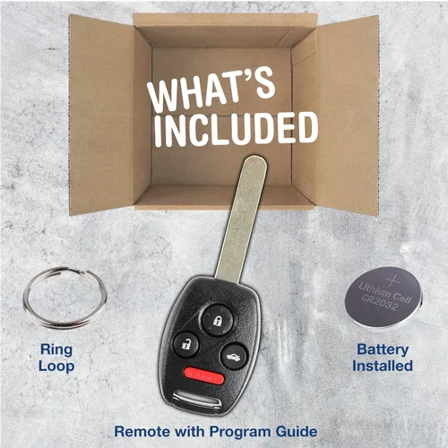 Vista 3 de KeylessOption Reemplazo de llavero para Honda Accord 2003-2010 y Element 2010, control remoto de plástico negro de 4 botones, números de parte