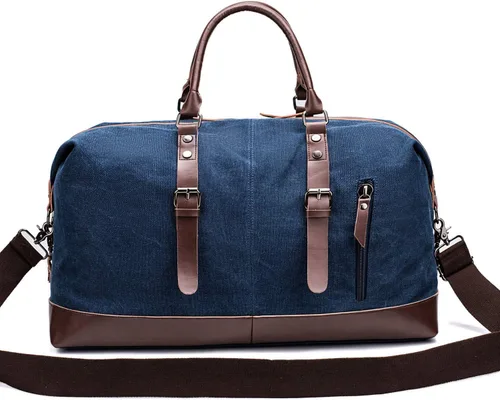 Vista 4 de Bolsa de viaje con lona duradera y piel sintética no es fácil de rasgar y romper adecuada para viajes de negocios turismo camping y actividades al