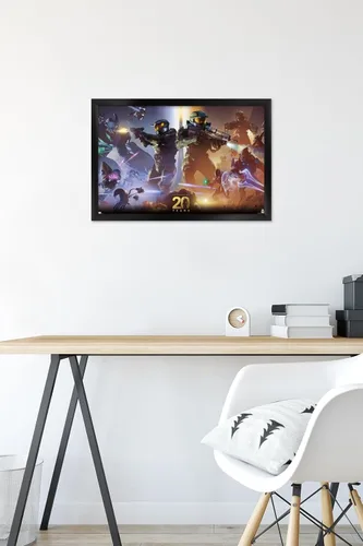 Vista 6 de Halo - Póster de pared de 20 años, 22.4 pulgadas de largo x 14.7 pulgadas de ancho, versión enmarcada en negro Versión con marco negro