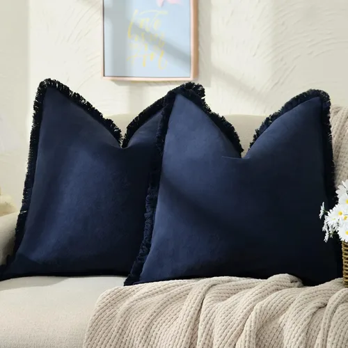 Vista 15 de ZWJD Juego de 2 fundas de almohada de 16 x 16 pulgadas, color beige, con flecos, de algodón, decorativas, cuadradas, para sofá, cama, sala de estar