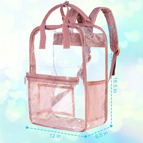 Vista 4 de TXHVO Mochila transparente, resistente bolsa transparente para libros, mochilas de PVC transparente para hombres y mujeres