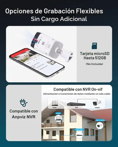 Vista 4 de Anpviz Cámara IP Bullet PoE de 5MP para exteriores, cámara de seguridad