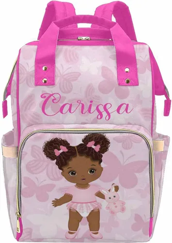 Vista 42 de Newcos Bolsa de pañales personalizada con estampado de corona con nombre personalizado de África negra para mujer, bolsa de pañales de viaje casual