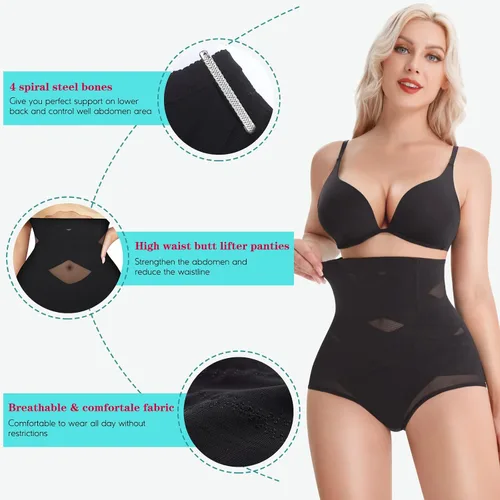 Vista 5 de LODAY Bragas moldeadoras de cintura alta para mujer ropa interior sin costuras