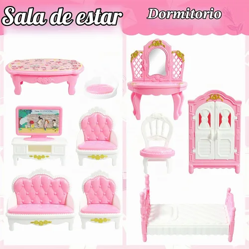 Vista 2 de Juego de 20 muebles y accesorios para casa de muñecas, muebles para casa de muñecas, mini muebles para casa de muñecas, 1 a escala 12, dormitorio