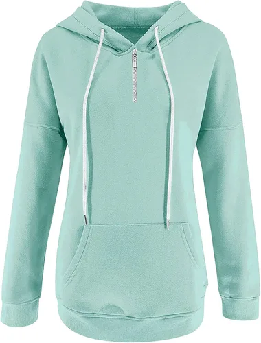 Vista 5 de Sudadera con capucha de retazos para mujer, sudadera con capucha y cremallera, sudadera de manga larga casual, Beige
