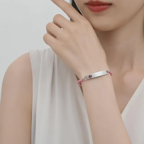 Vista 3 de mnmoom Pulseras de alerta médica para mujer, pulseras de identificación médica de corazón de acero inoxidable con grabado gratuito