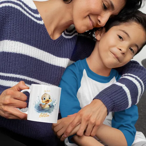 Vista 5 de Tazas de cerámica blancas de pato personalizadas de 11 o 15 onzas, taza de té Hey Pat, tazas de café con nombre personalizado, tazas de pato regalos