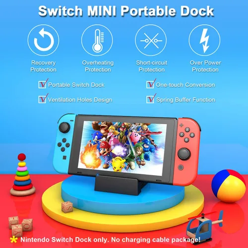 Vista 2 de Ponkor Nintendo Switch Dock, Mini Portable Switch Docking Station HDMI TV Adapter Switch Charger Dock Set Reemplazo ideal para Nintendo Switch Dock