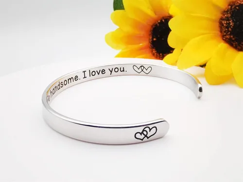 Vista 378 de Pulseras inspiradoras para mujer, joyería de acero inoxidable, con refranes, pulsera motivacional con mensaje oculto, pulseras grabadas para mejor