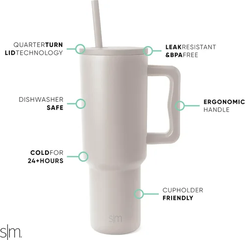 Vista 3 de Simple Modern Vaso de 40 onzas con asa, tapa de popote y vaso de 40 onzas con asa y tapa para popote