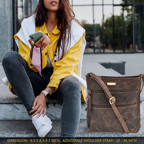 Vista 4 de ESTALON Bolso cruzado de cuero para mujer, pequeño cruzado largo sobre el hombro, bolsos y bolsos para mujer, Bolsos