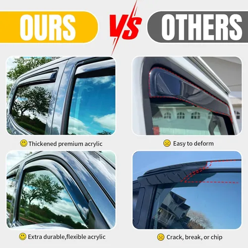 Vista 4 de Protectores de lluvia en canal para Jeep Grand Cherokee L 2021-2026, protectores de visera de ventana, deflector de ventilación, sombra viento humo
