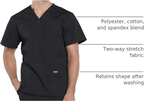 Vista 42 de Cherokee WW Professionals WW695 - Camisa de uniforme sanitario para hombre, con cuello en V