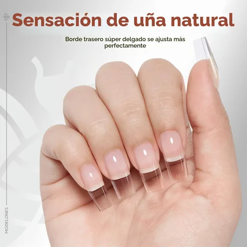 Vista 7 de modelones Pro Luxe - Puntas instantáneas de uñas postizas en gel de extensión cuadrada mediana