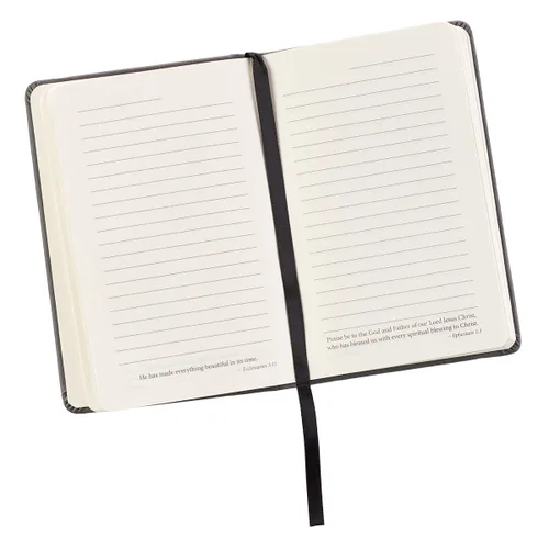 Vista 5 de Be Strong Mini Hardcover Pocket Size LuxLeather Notebook with Elastic Closure in Gray - Joshua 1:9, 3.7" wide x 5.7" high Leather Bound – 27
