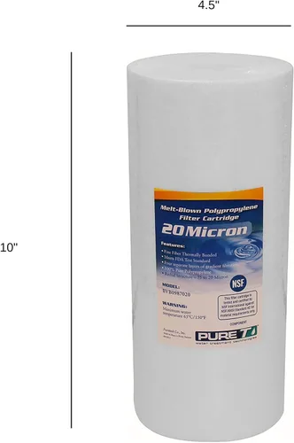 Vista 2 de PureT BVB0987020 - Filtro de sedimentos de agua de 10 x 4.5 pulgadas, certificado NSF, filtro de polietileno hilado que elimina sedimentos y otros