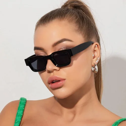 Vista 4 de AIEYEZO Lentes de sol rectangulares gruesos y modernos para mujeres y hombres estilo retro de los años 90 cuadrados polarizados