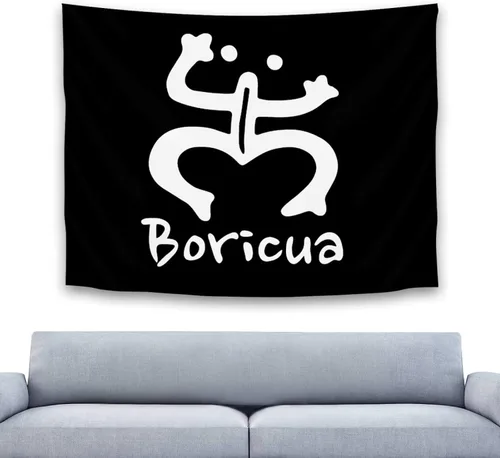Vista 3 de Kizon Tapiz para colgar en la pared de la bandera de Puerto Rico Boricua para sala de estar, dormitorio, 60 x 40 pulgadas