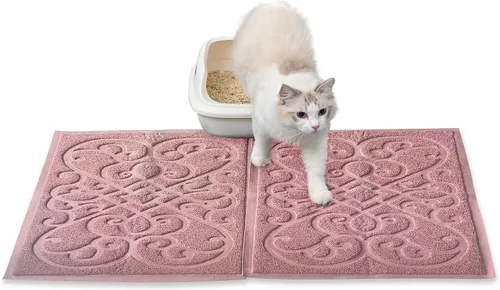 Vista 7 de PetLike - Alfombrilla que atrapa la arena cuando los gatos salen de la caja de arena, alfombrilla que pueden usar los gatos para comer, es suave