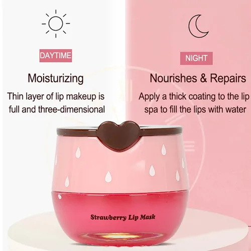 Vista 5 de 2 piezas de mascarilla labial de miel de abeja, mascarilla labial de miel y fresa, bálsamo labial de propóleo hidratante con palo - Exfoliante