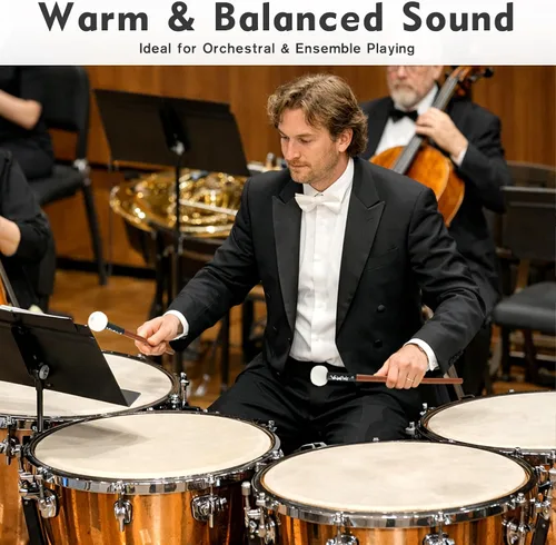 Vista 5 de Timbal, mazo de lana de fieltro de tambor, mango de arce, instrumento de percusión, accesorios para marimba, xilófono, glockenspiel, ideal